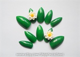 Green 3D Stiletto Nails with Daisies