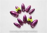 Purple and Green 3D Bow Stiletto Nails