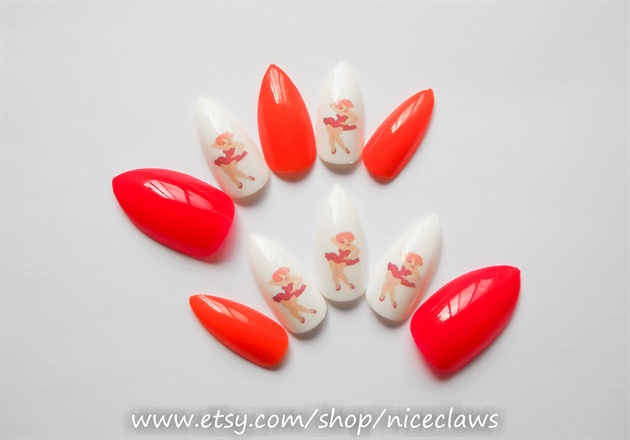 Red Hot Riding Hood Stiletto Nails