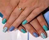 green, blue and dots