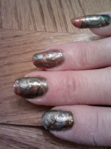 Water Marble and a stamp, Fall Design