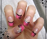 Pink french with white flowers