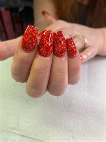 Red Glitter Acrylic Nails Nail Art Gallery
