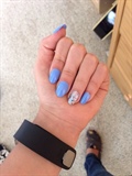 Blue Glitter Accent Nails