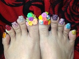 Long Flower bling designs toes
