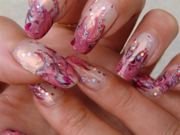 pink marble nail art
