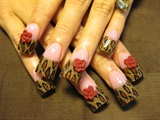 leopard and roses