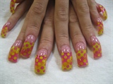 pink and yellow dots