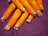 purple stripes, dots and 3d bows