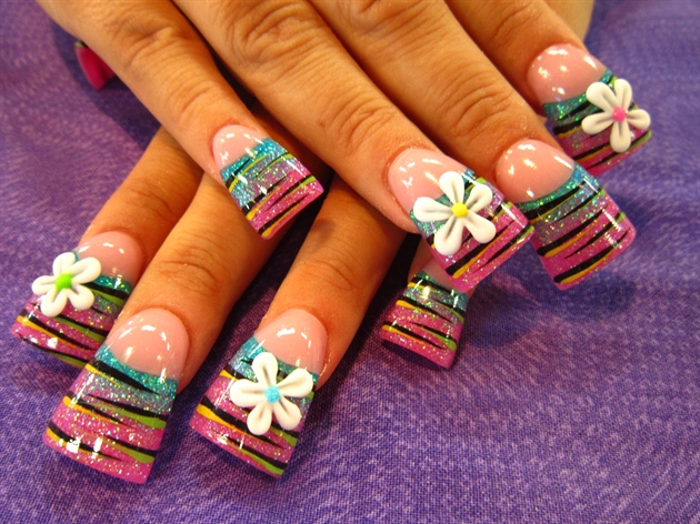 stripes and 3-d flowers