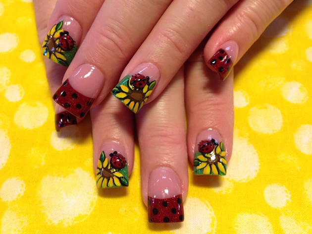 sunflowers and 3d ladybugs