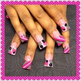 pink grey and black dots and stripes
