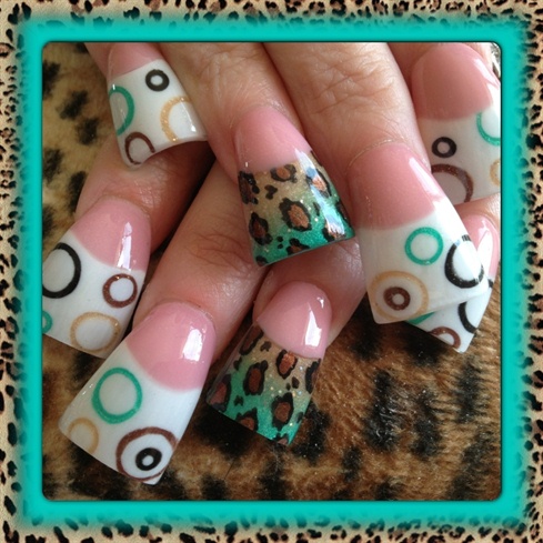 Teal leopard and circles