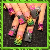 Neon and grey 3-d flowers