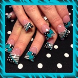 Teal bows and zebra