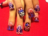 Fourth of July skulls and flames