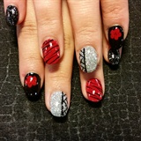 red black and silver mix