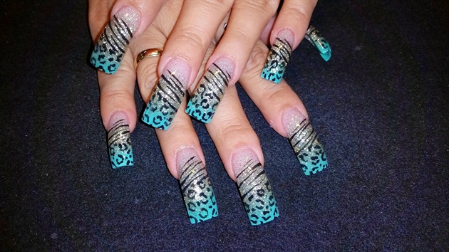 Teal zebra and leopard