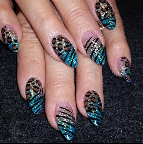 Teal leopard and zebra