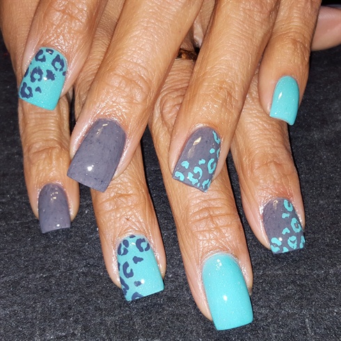 teal and grey leopard 