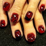 red roses and swirls