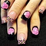 Pink leopard and roses