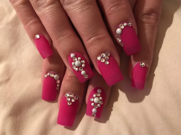 Rich Pink Matte Nails