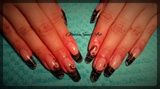 Black lace french nails