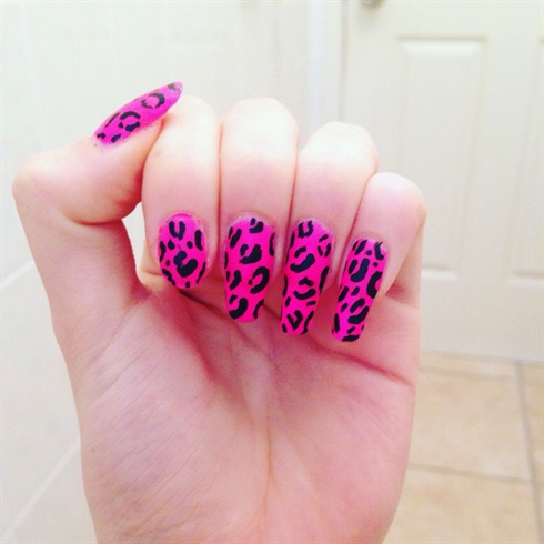 Pink Leopard Nails