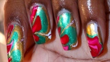 Christmas Water Marble Nails