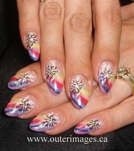 Rainbow nails - with a twist