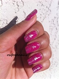 bright pink with silver nail art