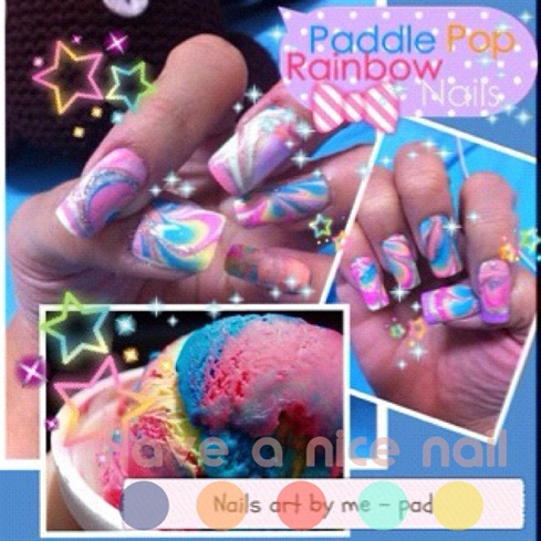 paddle pop rainbow nails arts
