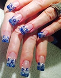 Blue Snowflakes On Long Nails