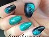 Teal And Black Coffin Nails