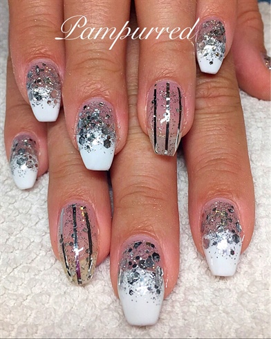 White And Silver Coffin Nails