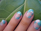 French with aqua green flowers