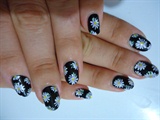 Black with white flowers