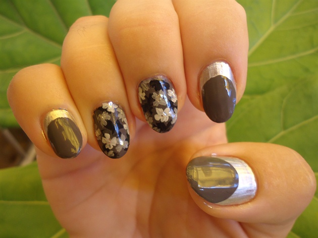 Grey &amp; Silver Half Moons with flowers