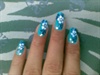 blue flowers nail design