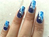 one stroke blue nail art