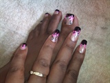 black french with pink flowers.