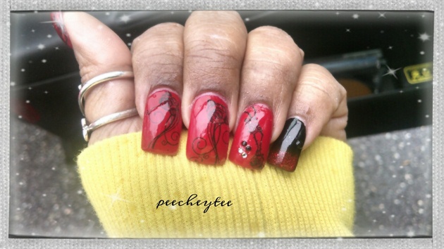 Black n red nail art