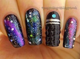 Dr Who Dalek and galaxies nail art