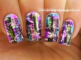 Grungy neon brushstroke nail art