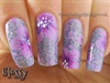 Floral stamping over glitter