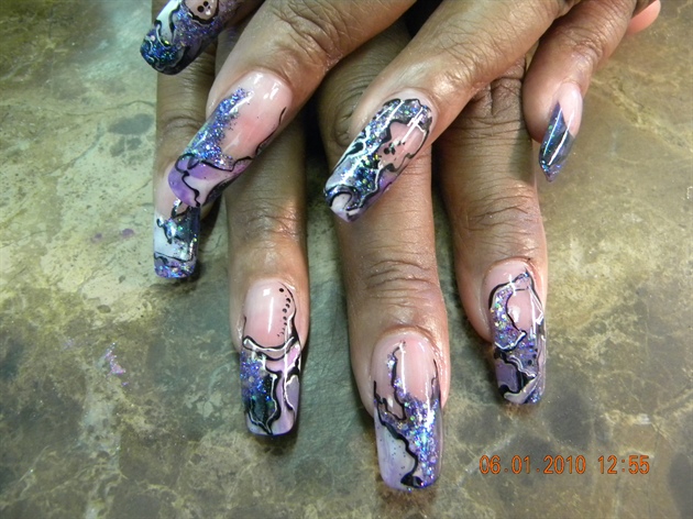 marble acrylic and glitter with designs