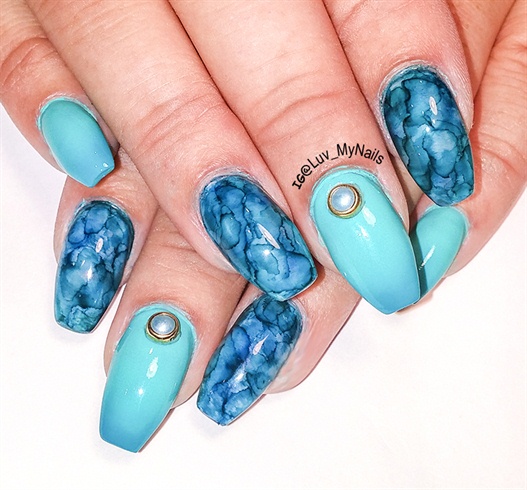 blue granite accent nails