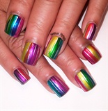 rainbow stripes nails