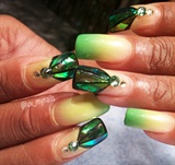 green glass accent nails